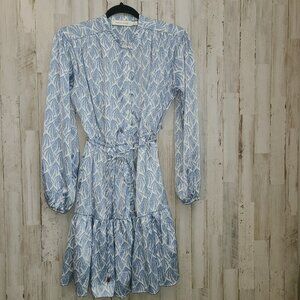 Bishop+ Young size XS Button Satin Dress Long sleeve Flare Ruffle Tie-waist